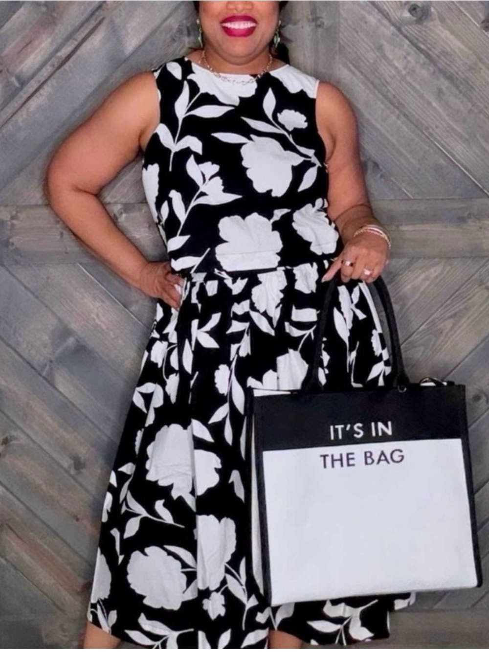 Black & White Floral Midi Skirt - Classic Women's Skirt
